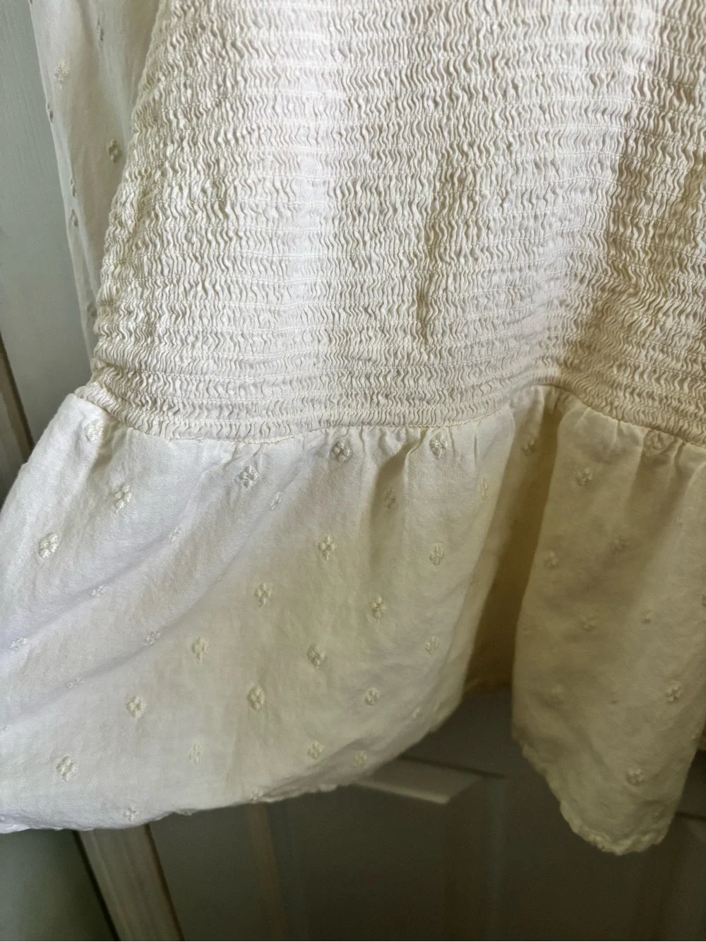 😍Boho V-Neck Peasant Blouse in Cream Size XL
